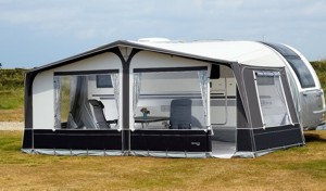 Awning available to hire with a Tilshead touring caravan